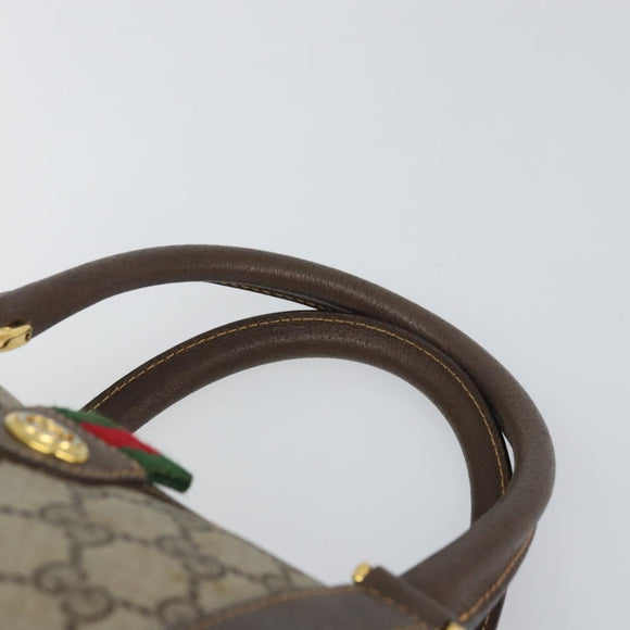 GUCCI GG Supreme Web Sherry Line Boston Bag PVC Beige Gold 40 02 007 Auth 164260
