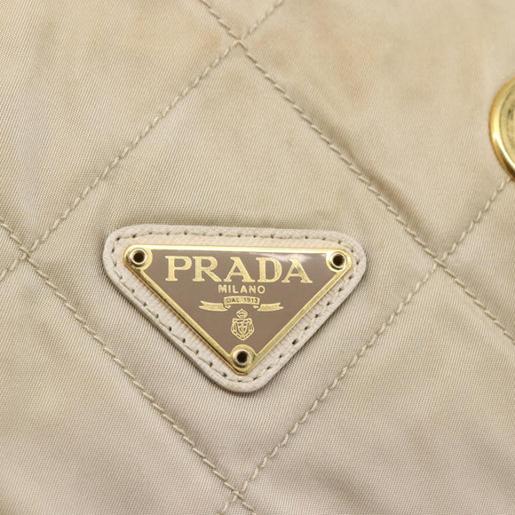 PRADA Chain Shoulder Bag Nylon Ivory Gold Auth 164262