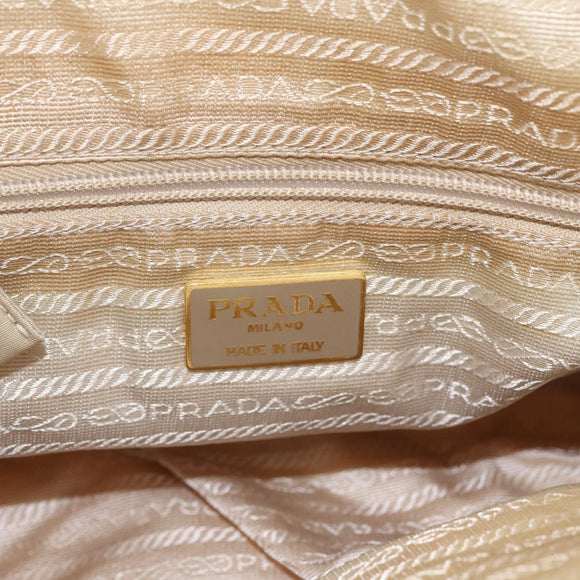 PRADA Chain Shoulder Bag Nylon Ivory Gold Auth 164262