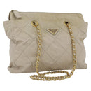 PRADA Chain Shoulder Bag Nylon Ivory Gold Auth 164262-1