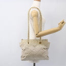 PRADA Chain Shoulder Bag Nylon Ivory Gold Auth 164262-23