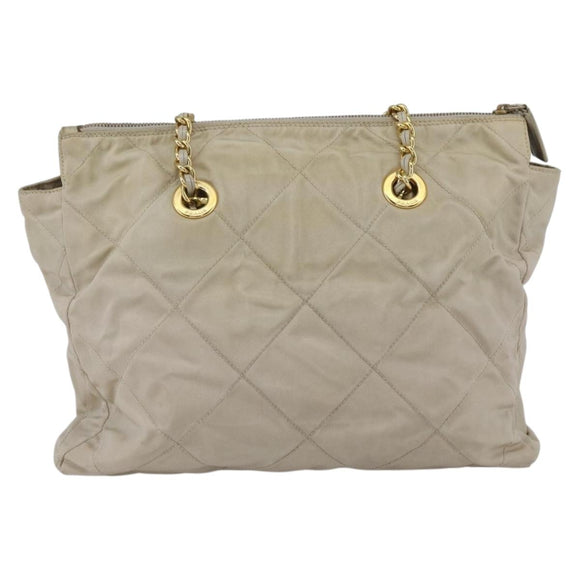 PRADA Chain Shoulder Bag Nylon Ivory Gold Auth 164262