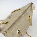 PRADA Chain Shoulder Bag Nylon Ivory Gold Auth 164262-6