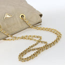 PRADA Chain Shoulder Bag Nylon Ivory Gold Auth 164262-7
