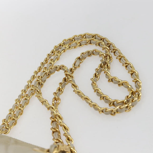 PRADA Chain Shoulder Bag Nylon Ivory Gold Auth 164262