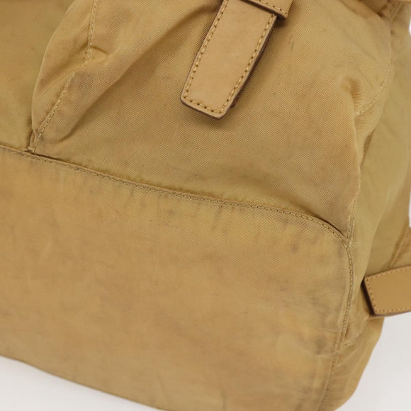 PRADA Backpack Nylon Beige Silver Auth 164263