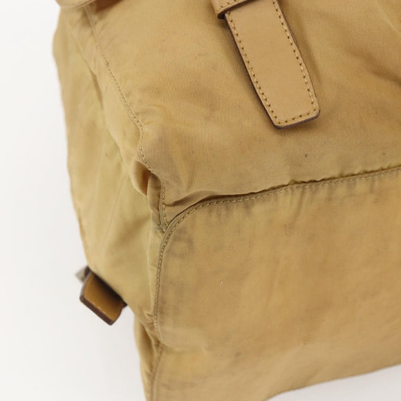 PRADA Backpack Nylon Beige Silver Auth 164263