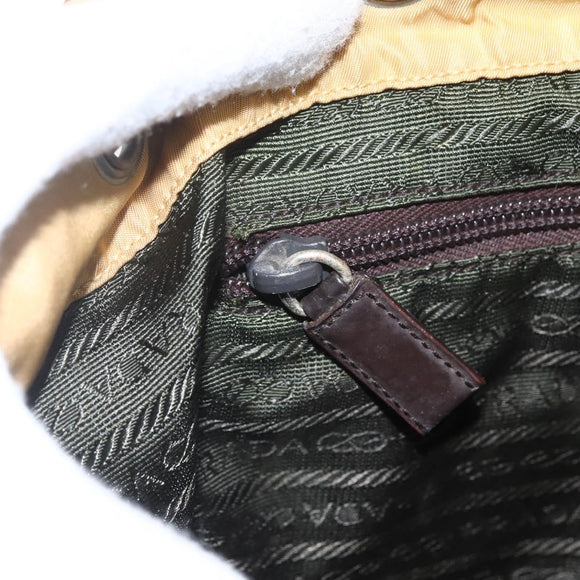 PRADA Backpack Nylon Beige Silver Auth 164263