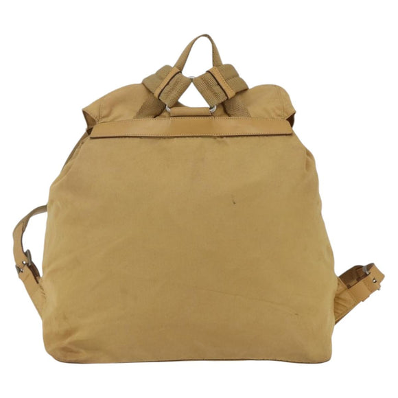 PRADA Backpack Nylon Beige Silver Auth 164263