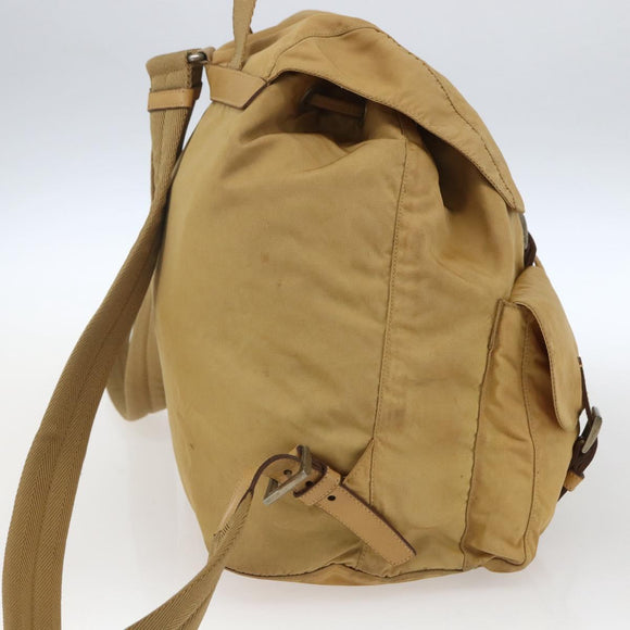 PRADA Backpack Nylon Beige Silver Auth 164263