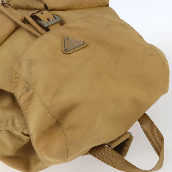 PRADA Backpack Nylon Beige Silver Auth 164263