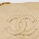CHANEL Matelasse Chain Shoulder Bag Lamb Skin Ivory Gold CC Auth 164270-15