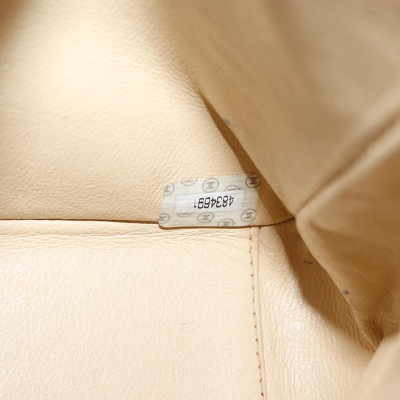 CHANEL Matelasse Chain Shoulder Bag Lamb Skin Ivory Gold CC Auth 164270