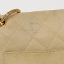 CHANEL Matelasse Chain Shoulder Bag Lamb Skin Ivory Gold CC Auth 164270-4