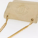 CHANEL Matelasse Chain Shoulder Bag Lamb Skin Ivory Gold CC Auth 164270-7