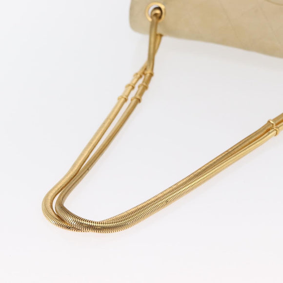 CHANEL Matelasse Chain Shoulder Bag Lamb Skin Ivory Gold CC Auth 164270