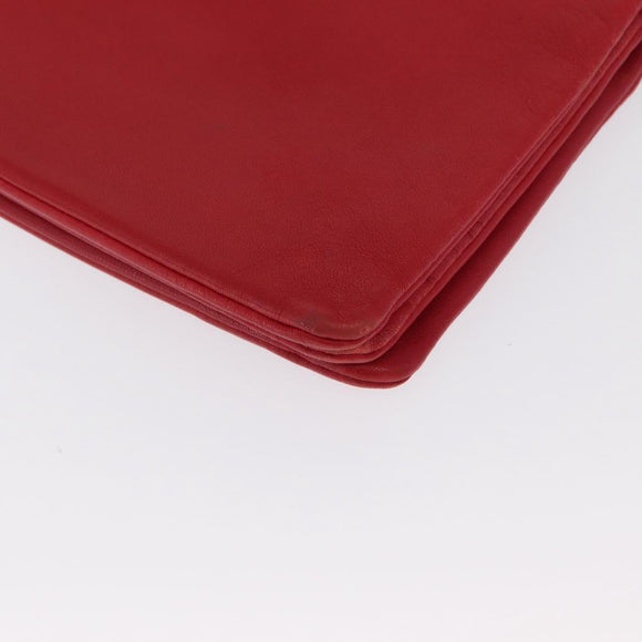 CELINE Trio Shoulder Bag Leather Red Gold Auth 164272