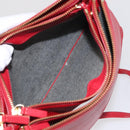 CELINE Trio Shoulder Bag Leather Red Gold Auth 164272-21