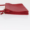 CELINE Trio Shoulder Bag Leather Red Gold Auth 164272-4