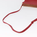 CELINE Trio Shoulder Bag Leather Red Gold Auth 164272-7