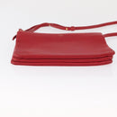 CELINE Trio Shoulder Bag Leather Red Gold Auth 164272-5