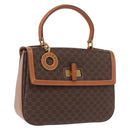 CELINE Macadam Canvas Hand Bag PVC Leather Brown Gold Auth 164277-1