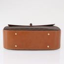 CELINE Macadam Canvas Hand Bag PVC Leather Brown Gold Auth 164277-11