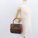 CELINE Macadam Canvas Hand Bag PVC Leather Brown Gold Auth 164277-29