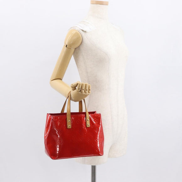 LOUIS VUITTON Monogram Vernis Reade PM Hand Bag Red Rouge M91088 LV Auth 164278