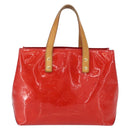 LOUIS VUITTON Monogram Vernis Reade PM Hand Bag Red Rouge M91088 LV Auth 164278-2