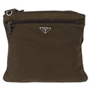 PRADA Shoulder Bag Nylon Khaki Silver Auth 164284-13
