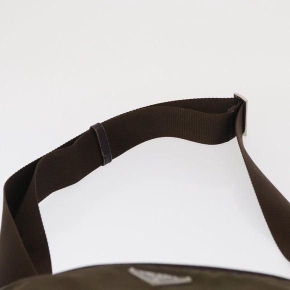 PRADA Shoulder Bag Nylon Khaki Silver Auth 164284