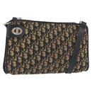 Christian Dior Trotter Canvas Shoulder Bag Navy Gold Auth 164287-1