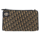 Christian Dior Trotter Canvas Shoulder Bag Navy Gold Auth 164287-2