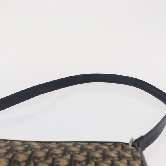 Christian Dior Trotter Canvas Shoulder Bag Navy Gold Auth 164287