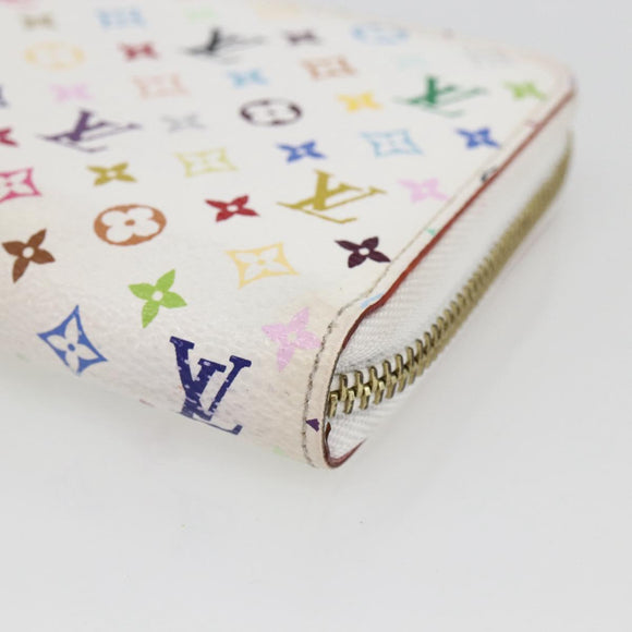 LOUIS VUITTON Monogram Multicolor Zippy Wallet White M60241 LV Auth 164297