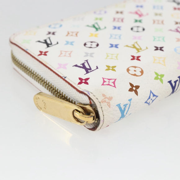 LOUIS VUITTON Monogram Multicolor Zippy Wallet White M60241 LV Auth 164297