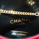 CHANEL Mini Matelassé Chain Pouch Baumwolle Rot Gold CC Auth 164298V-11