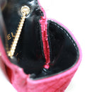 CHANEL Mini Matelasse Chain Pouch Cotton Red Gold CC Auth 164298V-21
