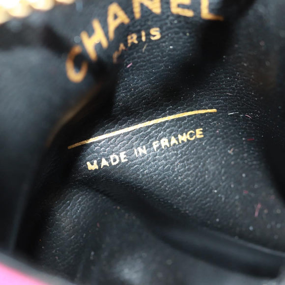 CHANEL Mini Matelassé Chain Pouch Baumwolle Rot Gold CC Auth 164298V