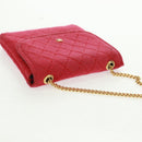 CHANEL Mini Matelasse Chain Pouch Cotton Red Gold CC Auth 164298V-6