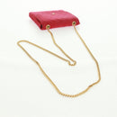 CHANEL Mini Matelassé Chain Pouch Baumwolle Rot Gold CC Auth 164298V-7