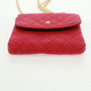 CHANEL Mini Matelassé Chain Pouch Baumwolle Rot Gold CC Auth 164298V-5