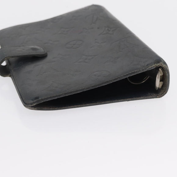 LOUIS VUITTON Monogram Mat Agenda MM Day Planner Cover Black R20925 Auth 164299