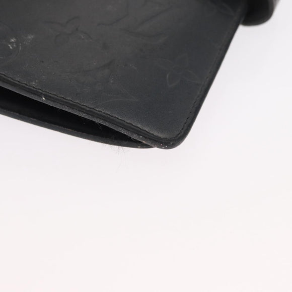 LOUIS VUITTON Monogram Mat Agenda MM Day Planner Cover Black R20925 Auth 164299
