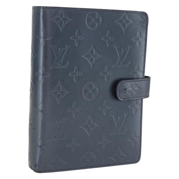 LOUIS VUITTON Monogram Mat Agenda MM Day Planner Cover Navy LV Auth 164300