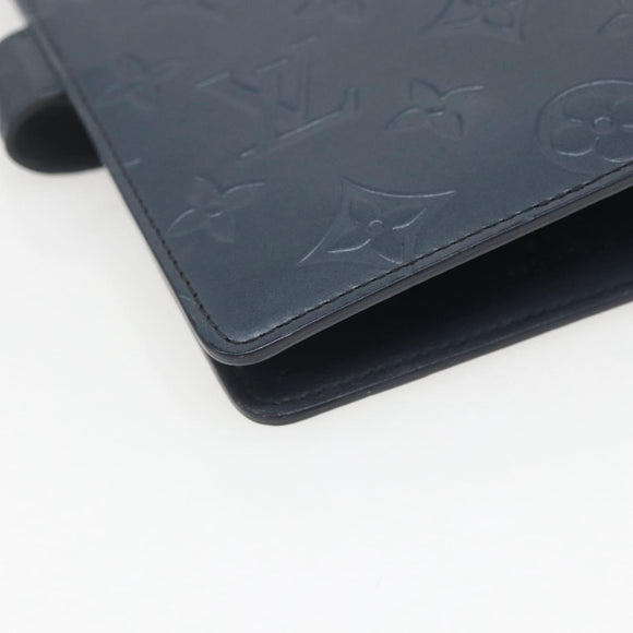 LOUIS VUITTON Monogram Mat Agenda MM Day Planner Cover Navy LV Auth 164300