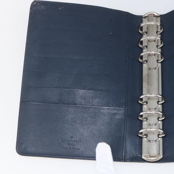 LOUIS VUITTON Monogram Mat Agenda MM Day Planner Cover Navy LV Auth 164300