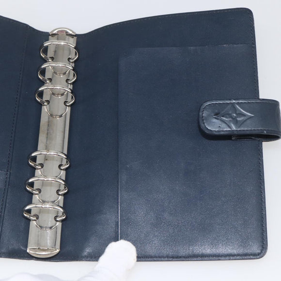 LOUIS VUITTON Monogram Mat Agenda MM Day Planner Cover Navy LV Auth 164300