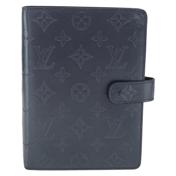 LOUIS VUITTON Monogram Mat Agenda MM Day Planner Cover Navy LV Auth 164300